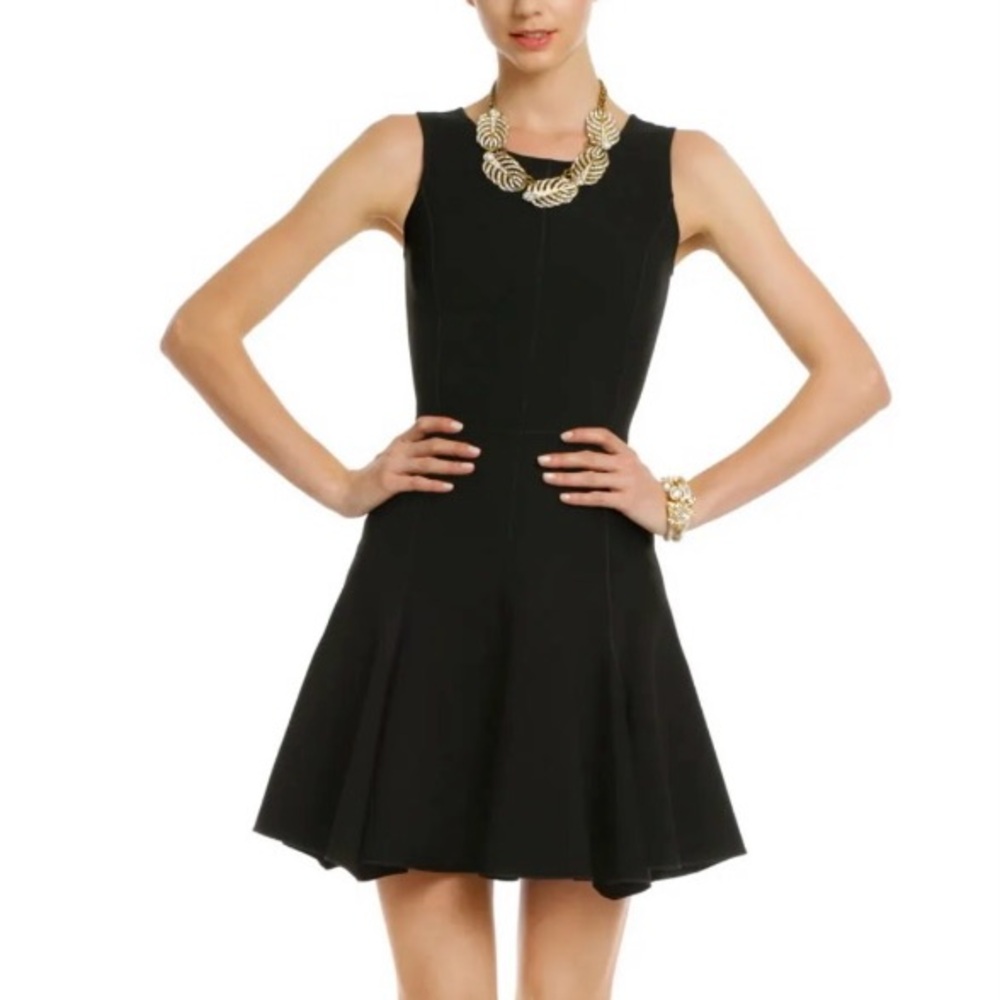 Halston Heritage Black Flip Switch Fit & Flare Dress Size 2